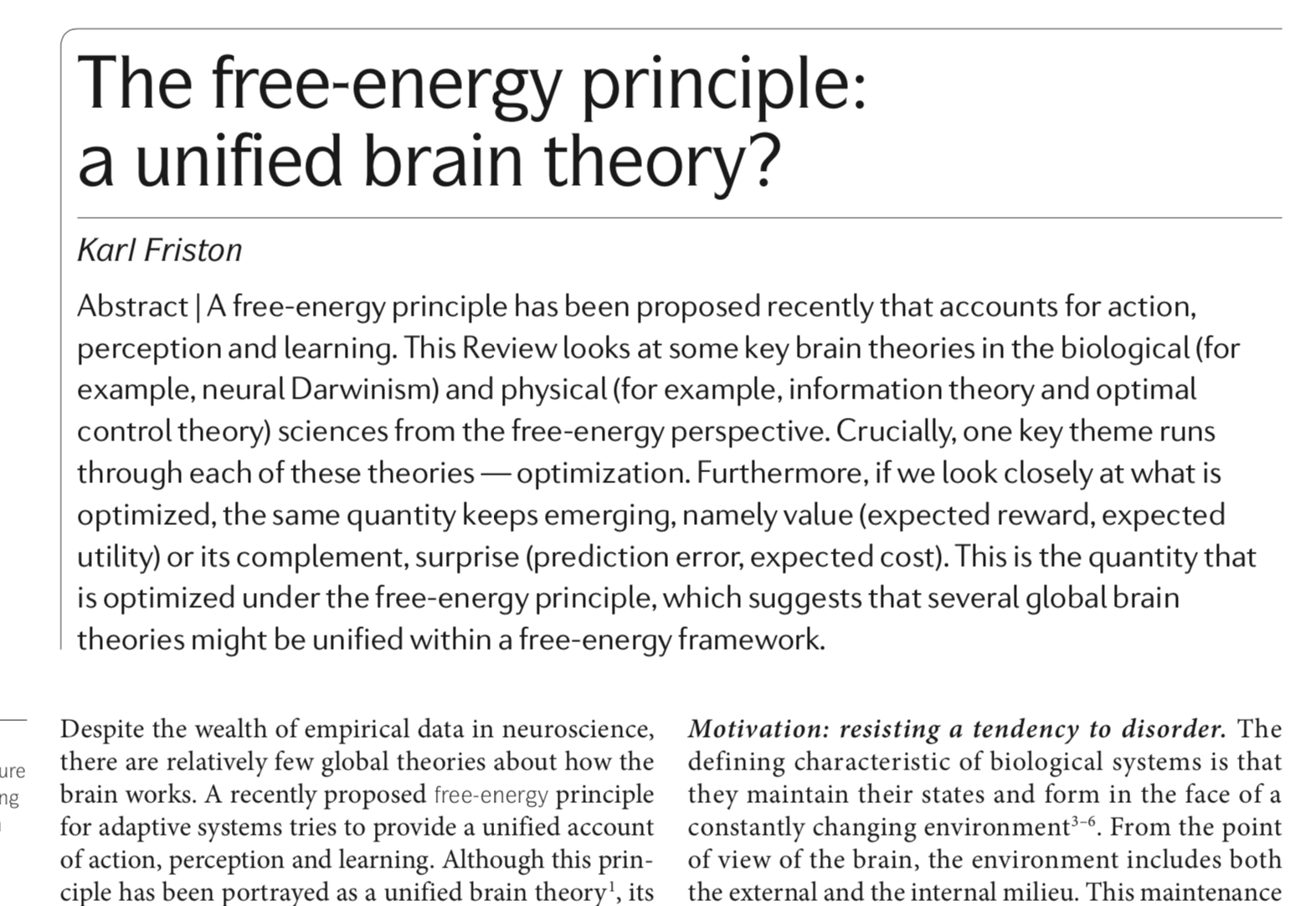 Free Energy Principle